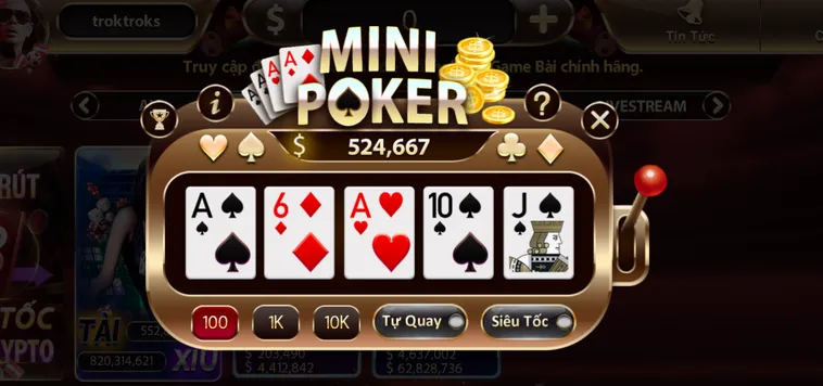 Minigame Mini Poker Tại SunWin Đỉnh Cao Cá Cược Ăn Tiền Thật Hấp Dẫn Nhất